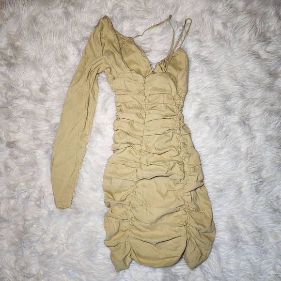 Zara Draped Asymmetrical Ruched Mini Dress - Picture 9 of 12